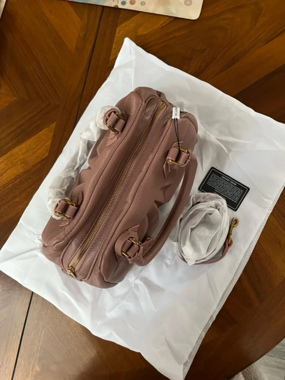 Blush Pink Leather Crossbody Satchel Handbag!
